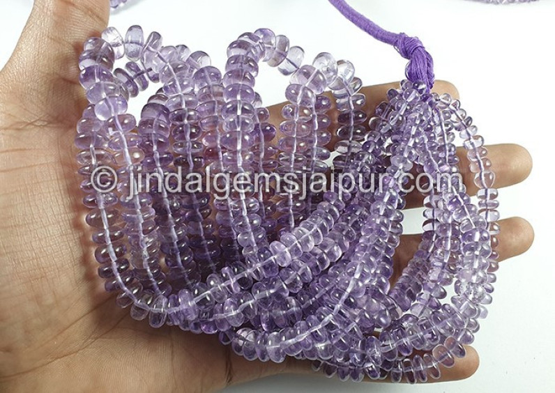 Pink Amethyst Smooth Roundelle Shape Beads