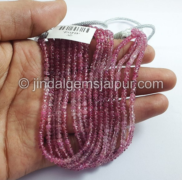 Pink Spinel Shaded Smooth Roundelle Shape Beads