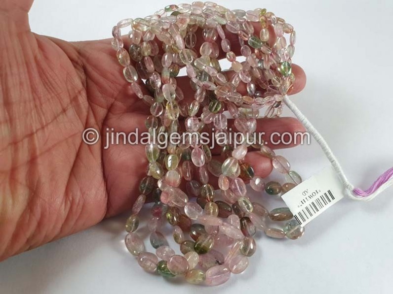 Bi Color Tourmaline Smooth Oval Beads