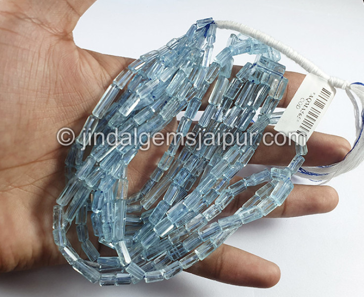 Aquamarine Step Cut Pipe Shape Beads