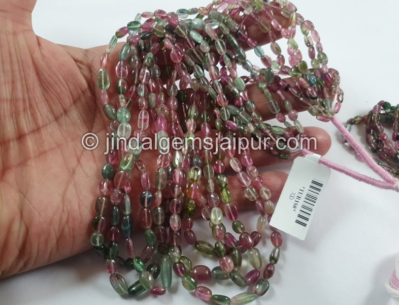 Bi Color Tourmaline Smooth Oval Beads -- TOWT49