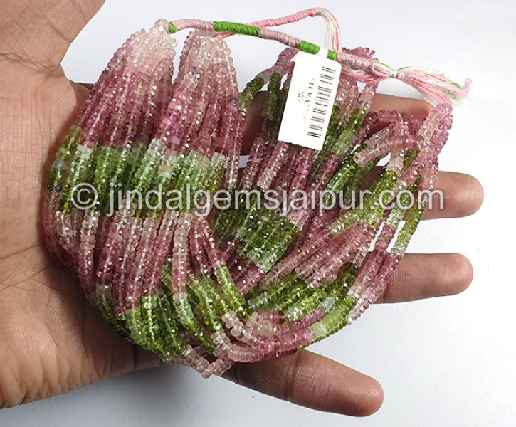 Pastel Tourmaline Faceted Tyre Shape Medium Beads