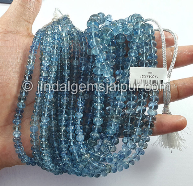 Santa Maria Aquamarine Smooth Roundelle Beads