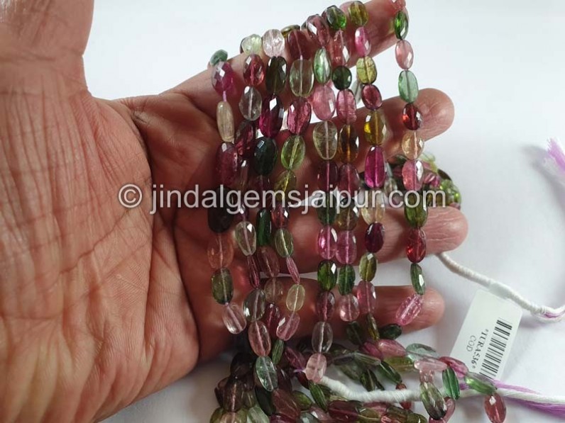 Tourmaline Faceted Oval Long Beads