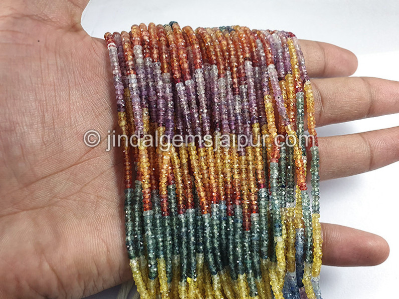 Multi Sapphire Faceted Roundelle Shape Beads