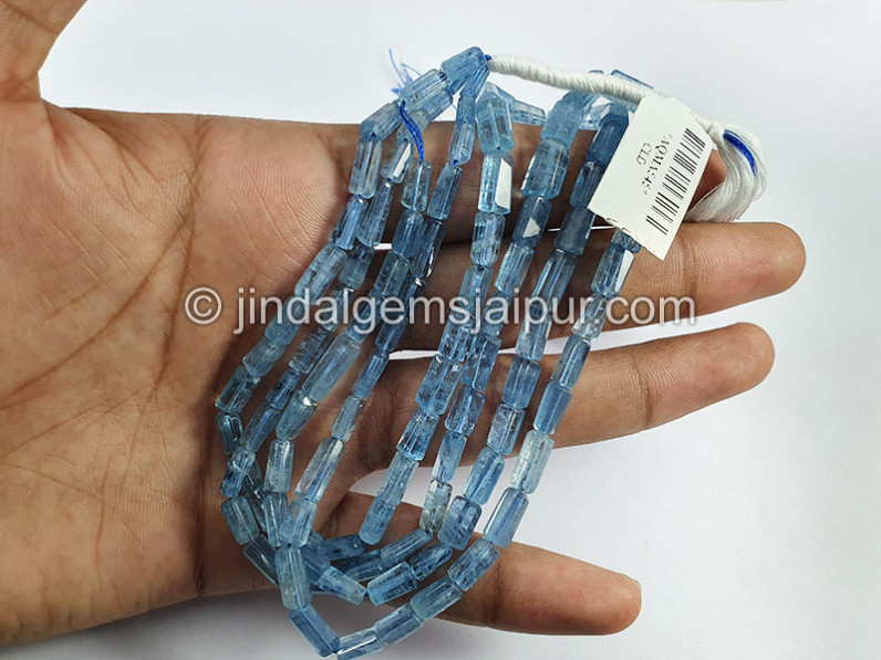 Santa Maria Aquamarine Cut Pipe Shape Beads