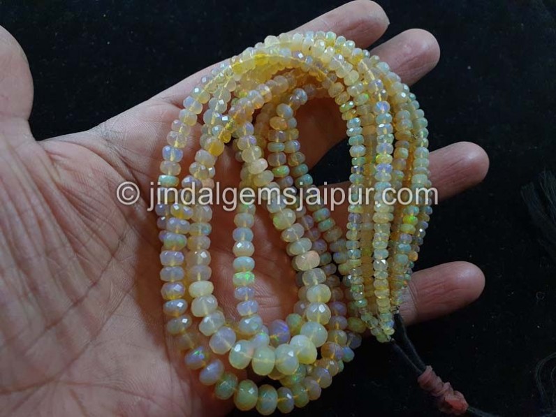 Yellow Ethiopian Opal Far Faceted Roundelle Beads