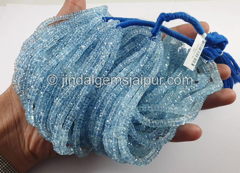 Aquamarine Faceted Tyre Shape Beads