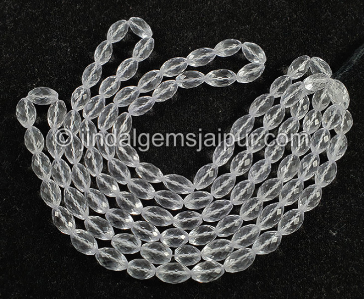 Crystal Quartz Faceted Barrel Shape Small Beads
