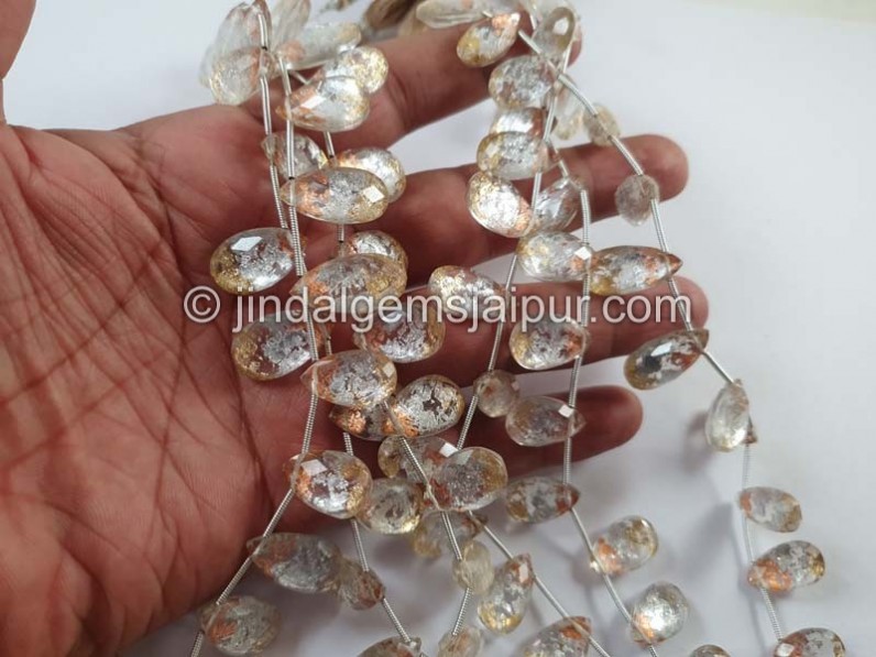 Tri Color Leaf Doublet Faceted Pear Beads