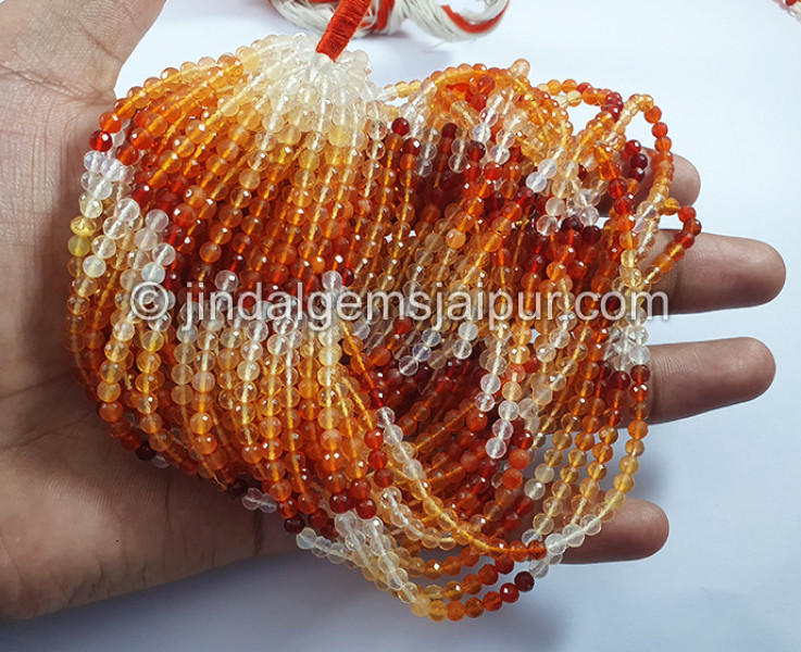 Fire Opal Faceted Round Balls Beads