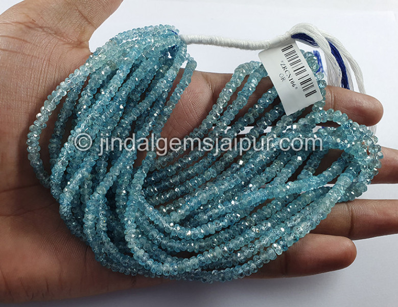 Blue Zircon Faceted Roundelle Shape Beads