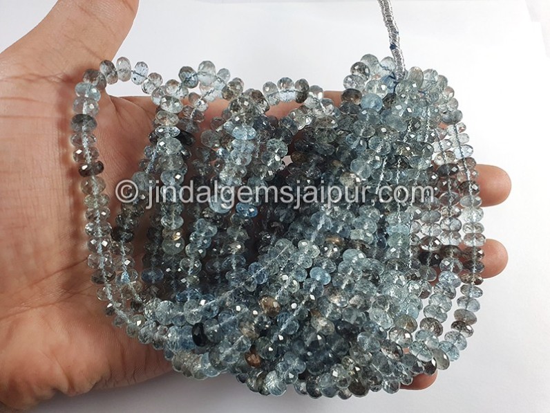 Moss Aquamarine Faceted Roundelle Shape Big Beads