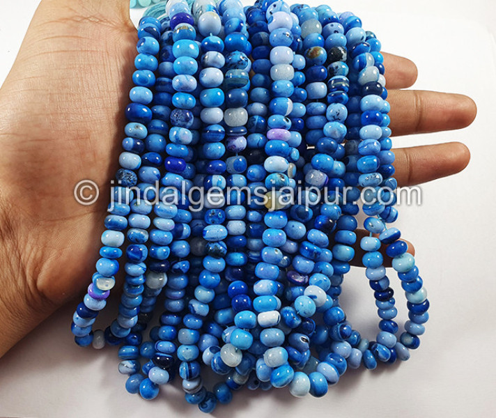 Blue Color Smooth Roundelle Shape Beads