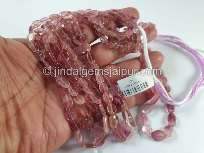 Bi Color Tourmaline Flat Smooth Oval Beads