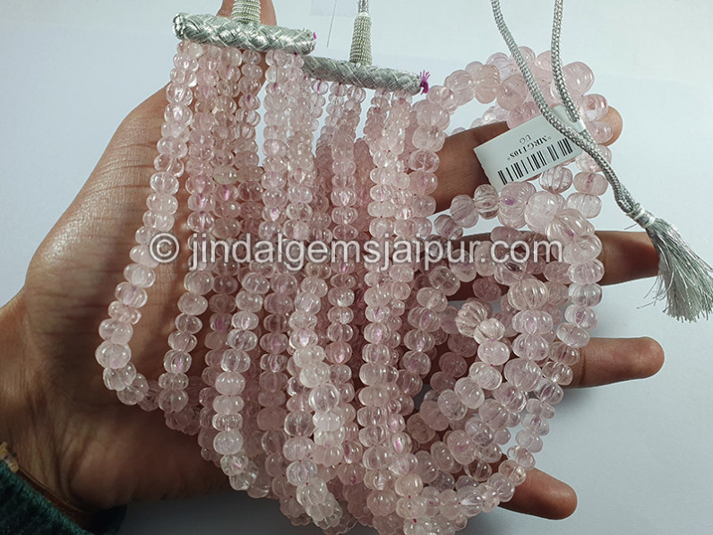 Pink Morganite Carved Pumpkin Shape Beads