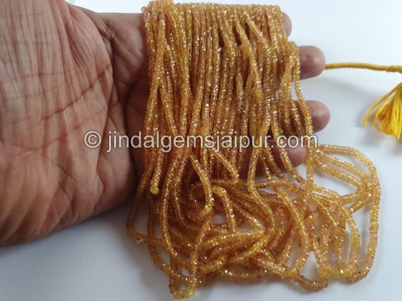 Yellow Songea Sapphire Faceted Roundelle Beads