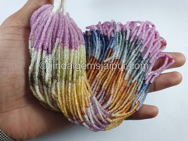 Multi Sapphire Faceted Roundelle Shape Beads