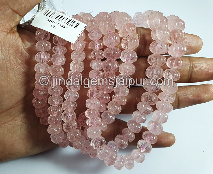 Morganite Carved Pumpkin Shape Beads