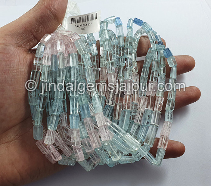 Multi Aquamarine Pipe Shape Medium Beads