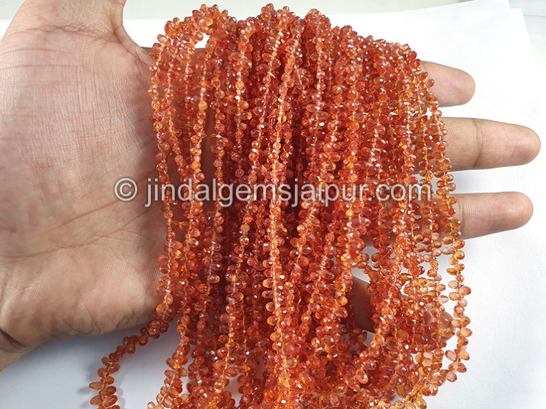 Red Sapphire Faceted Drops Shape Beads