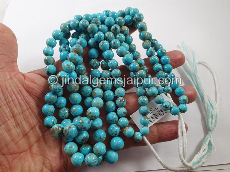 Turquoise Matrix Smooth Round Ball Beads