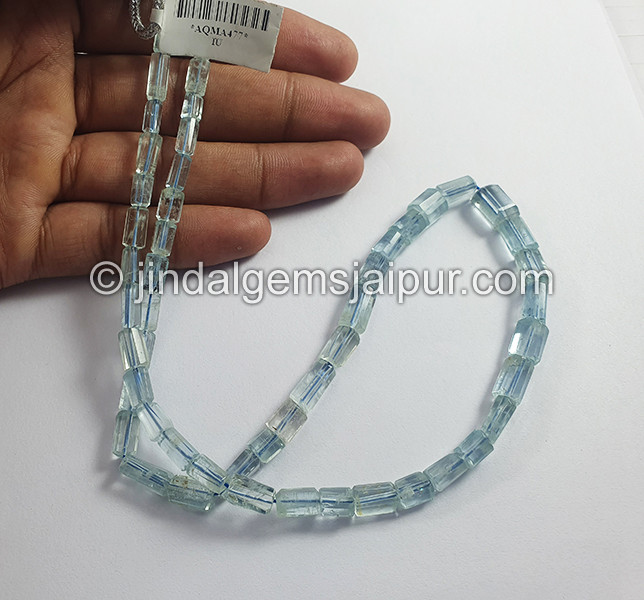 Aquamarine Step Cut Pipe Shape Beads