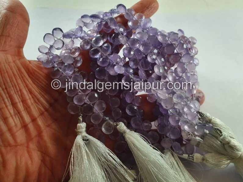 Yttrium Purple Fluorite Faceted Pear Beads