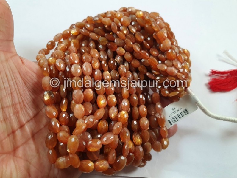 Golden Sheen Moonstone Faceted Oval Beads