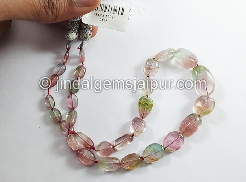 Bi Color Tourmaline Smooth Nuggets Shape Beads