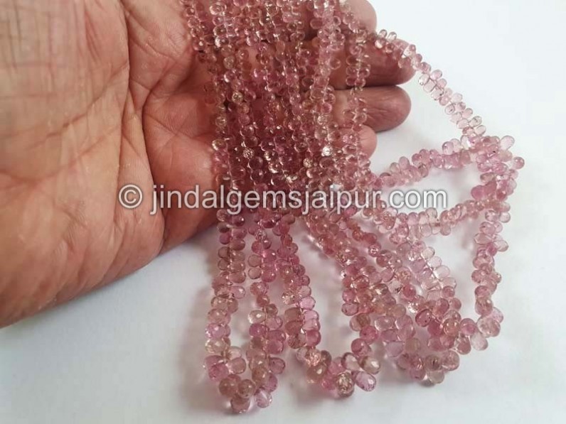 Pink Tourmaline Faceted Drops Beads