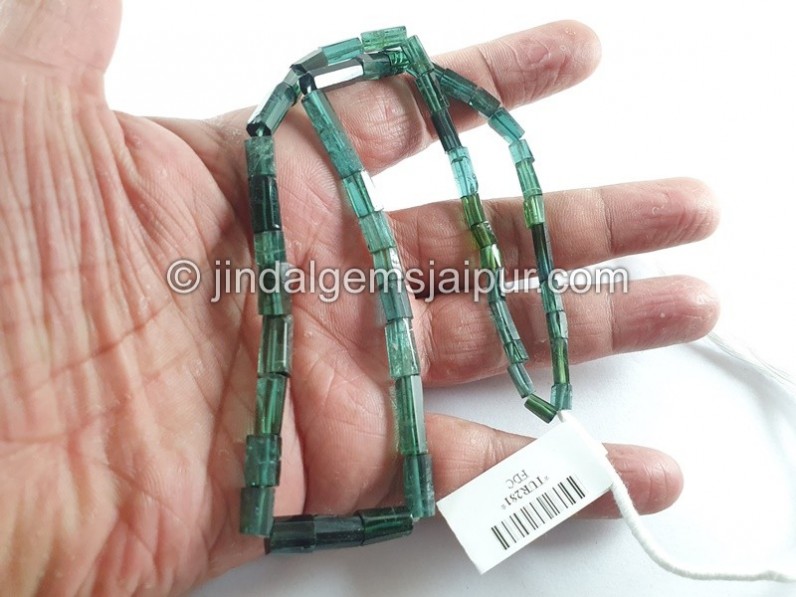 Blue Tourmaline Step Cut Pipe Beads