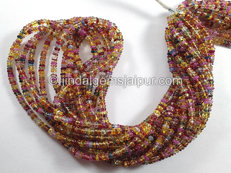 Natural Multi Sapphire Smooth Roundelle Shape Beads
