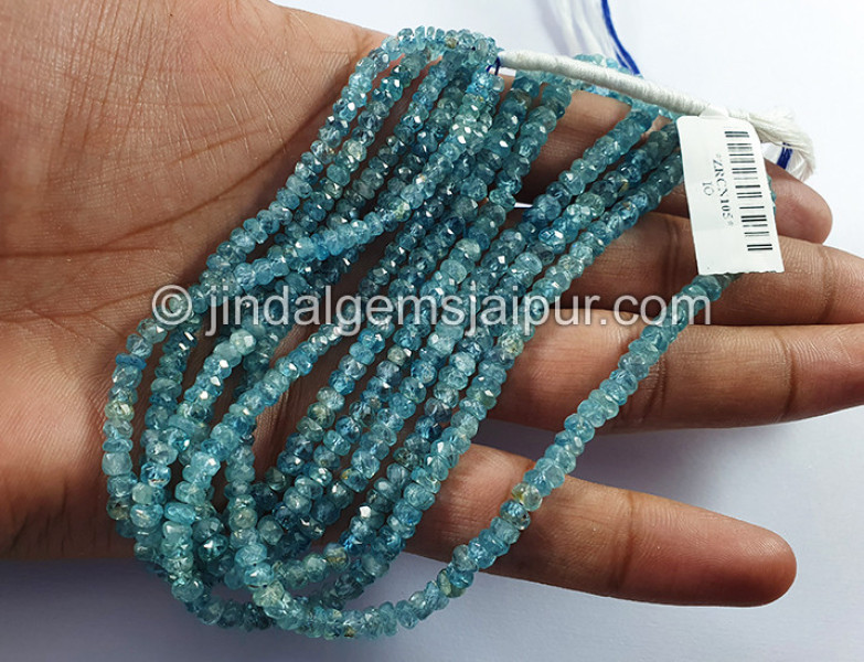 Blue Zircon Faceted Roundelle Shape Beads