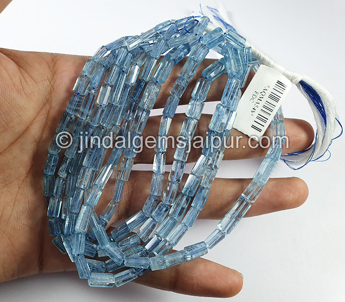 Santa Maria Aquamarine Cut Pipe Shape Beads