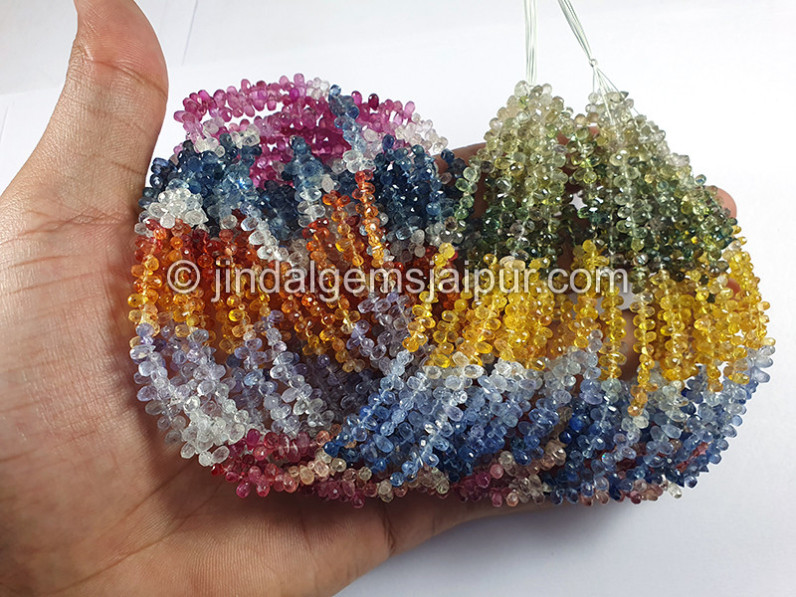 Multi Sapphire Faceted Drops Shape Beads