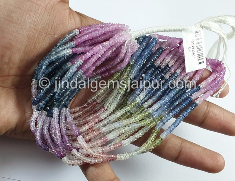 Multi Sapphire Faceted Roundelle Shape Beads