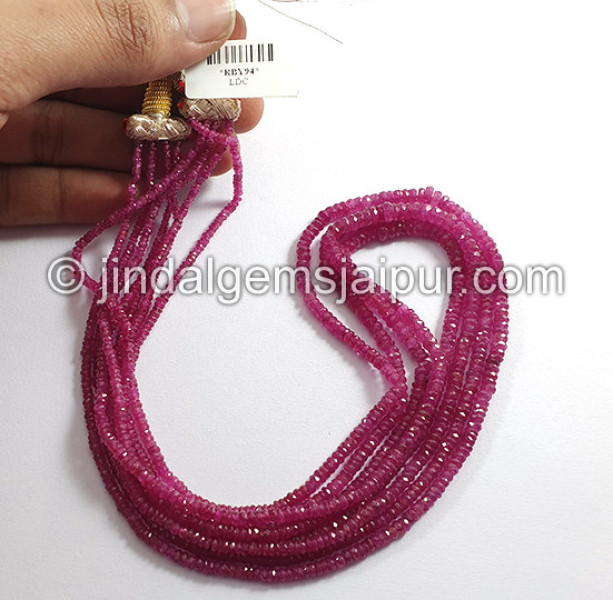 Ruby Mozambique Faceted Roundelle Shape Beads