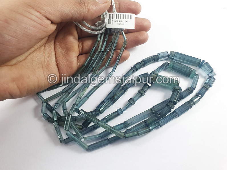 Indigo Blue Tourmaline Shaded Pipe Shape Beads