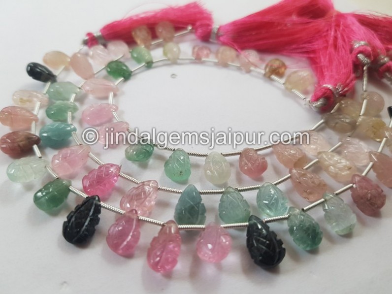 Afghan Tourmaline Carved Pear Beads