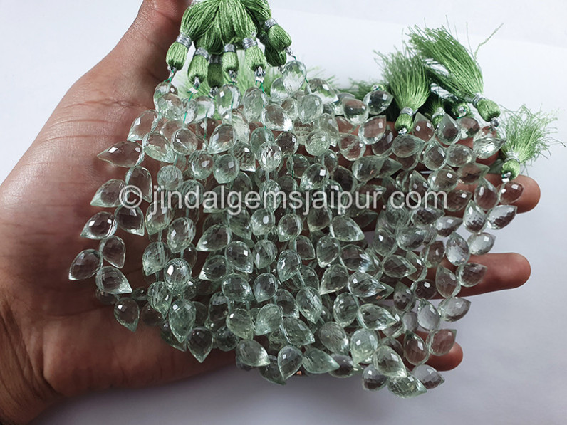 Green Amethyst Faceted Tulip Shape Big Beads