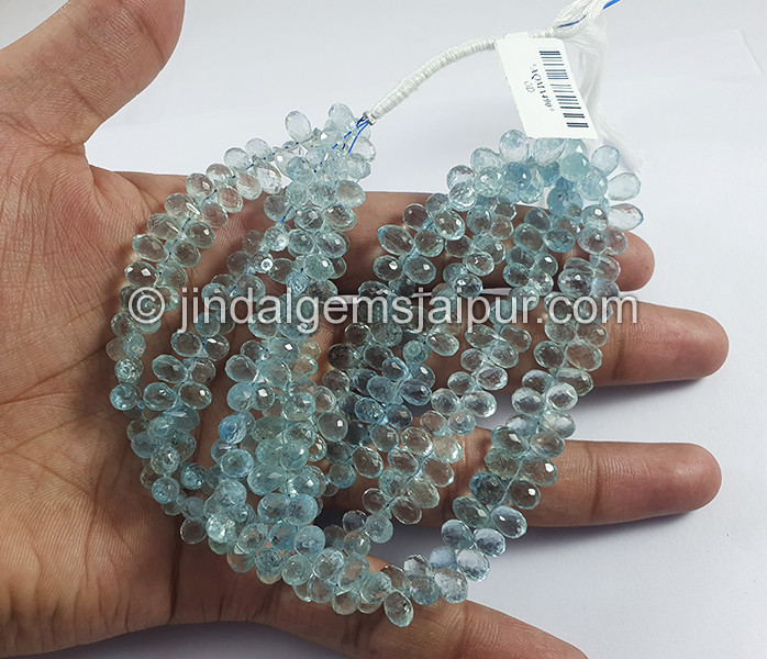 Aquamarine Faceted Drops Shape Beads
