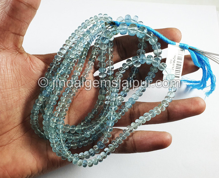 Aquamarine Smooth Roundelle Shape Beads
