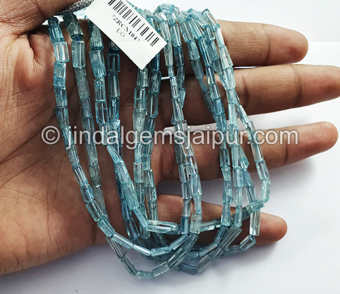 Blue Zircon Faceted Pipe Shape Beads