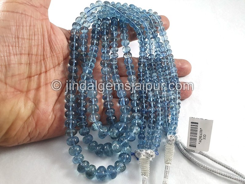 Santa Maria Aquamarine Smooth Roundelle Shape Beads