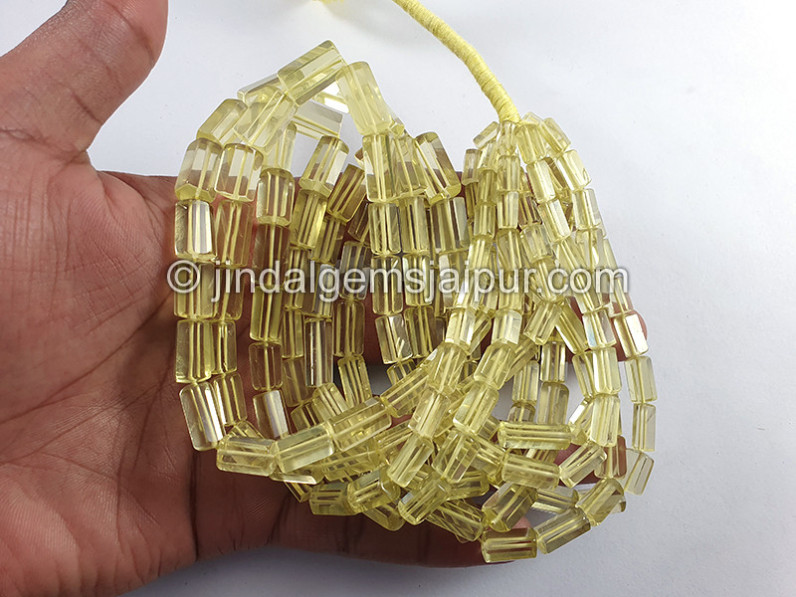Lemon Quartz Step Cut Pipe Shape Beads