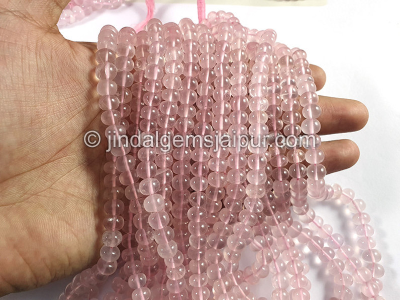 Rose Quartz Smooth Roundelle Shape Beads
