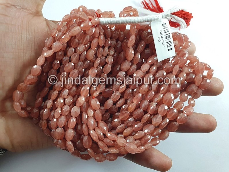 Rhodochrosite Peru Faceted Oval Shape Beads