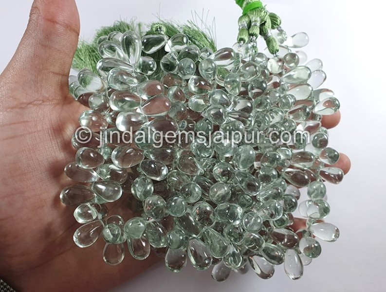 Green Amethyst Smooth Drops Shape Big Beads