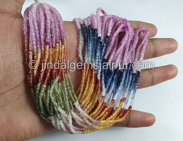 Multi Sapphire Faceted Roundelle Shape Beads